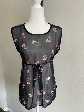 Black Floral Sheer Blouse - Elegant Women's Top